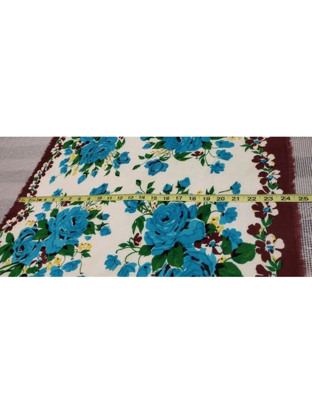 Vintage 40s Turquoise Roses Cowboy Scarf 1950s Unisex Rockabilly Brown Rayon